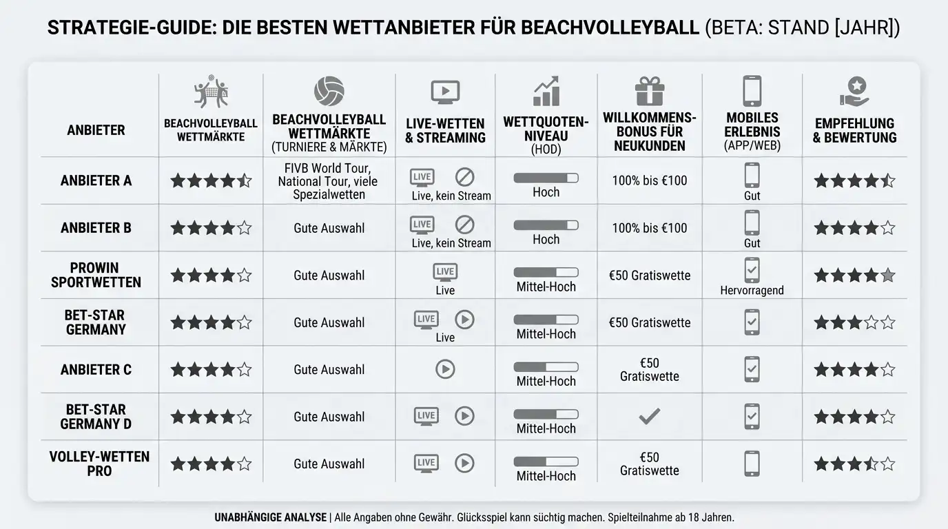 Anbieterempfehlung für Beach Volleyball Wetten – welcher GGL-lizenzierte Buchmacher bietet das beste Beach-Volleyball-Angebot