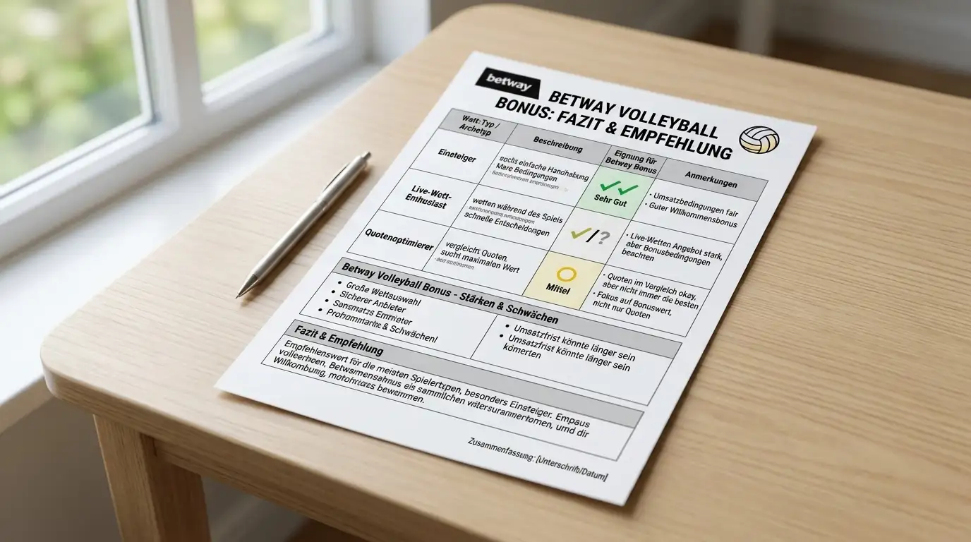 Betway Volleyball Bonus Empfehlung Zusammenfassung Eignung fuer verschiedene Wettertypen