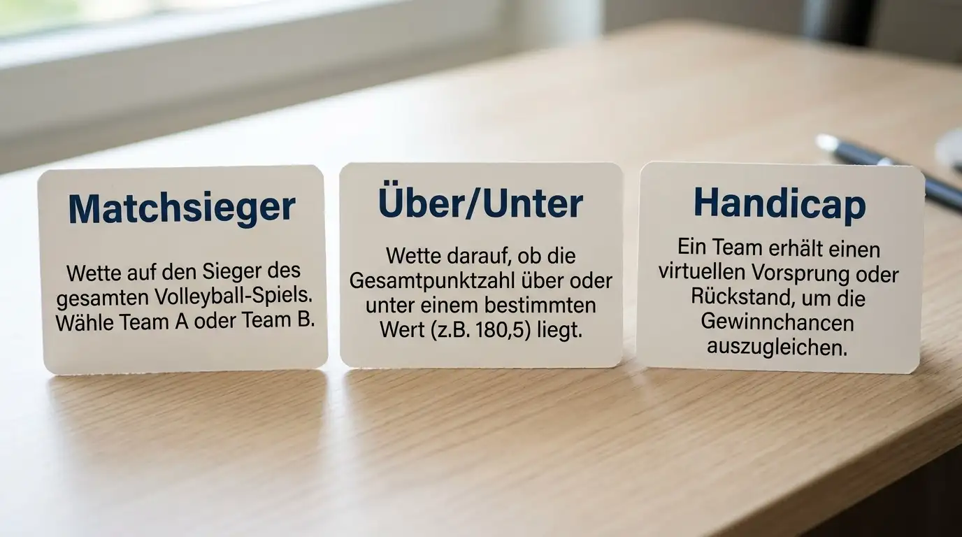 Volleyball-Marktauswahl für Bonus-Rollover – Matchsieger, Über/Unter und Handicap im Vergleich