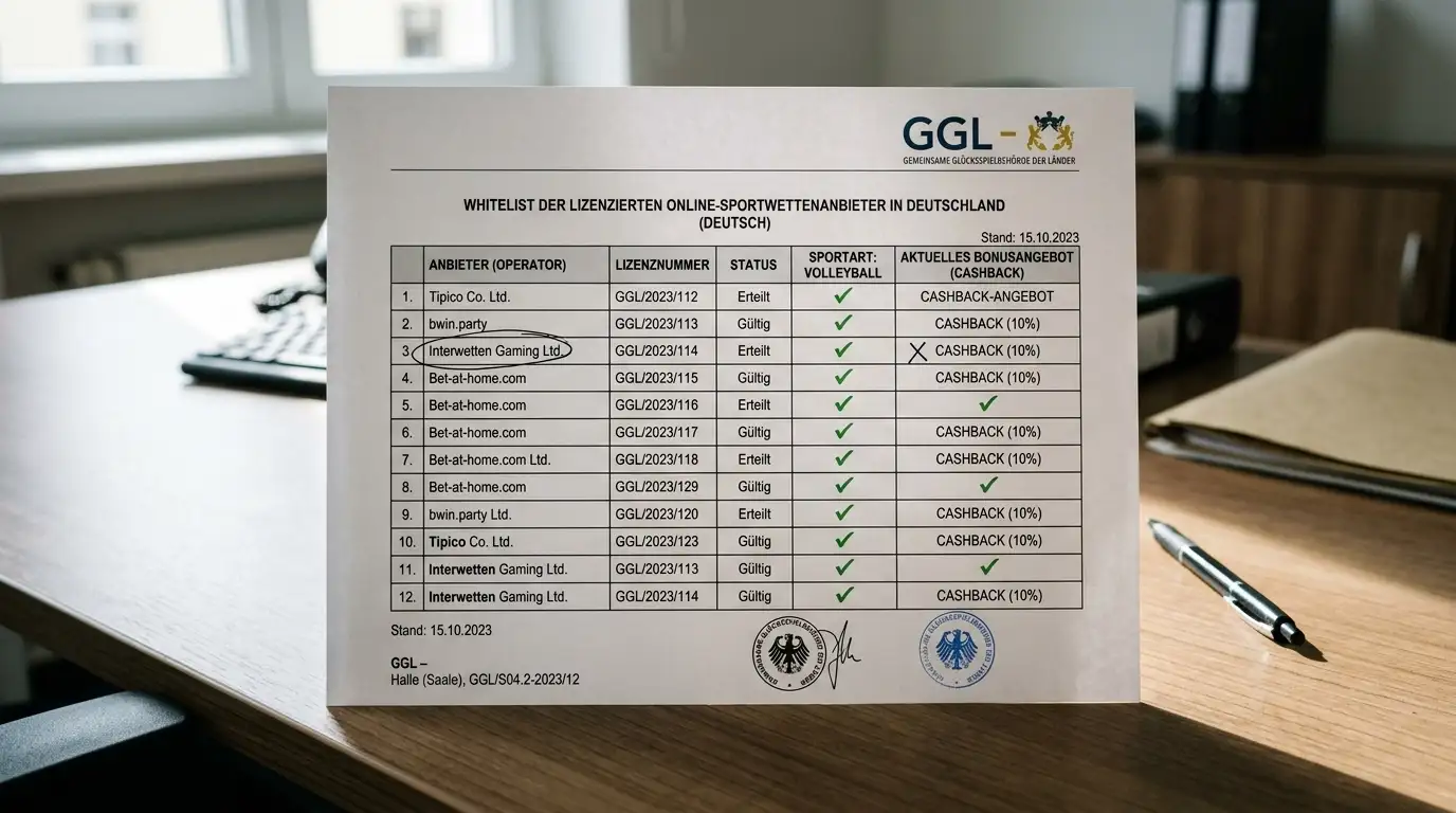 GGL-lizenzierte Anbieter Cashback Volleyball Wetten Bestandskundenpromotion Übersicht Deutschland