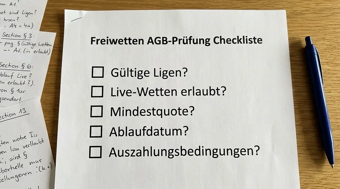 Checkliste für Volleyball Freiwetten AGB-Prüfung Mindestquote Ablaufdatum und Auszahlungsbedingungen
