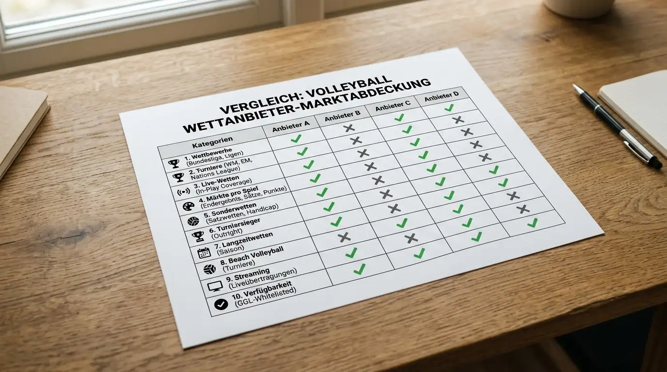 Marktabdeckung lizenzierter Volleyball Wettanbieter im GGL Whitelist Vergleich 2026