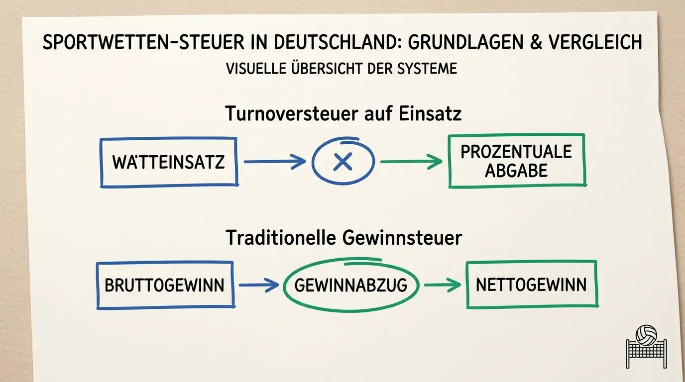 Sportwettsteuer 5,3 Prozent auf Einsatz erklärt – wie die Turnoversteuer Volleyball-Wettgewinne mindert