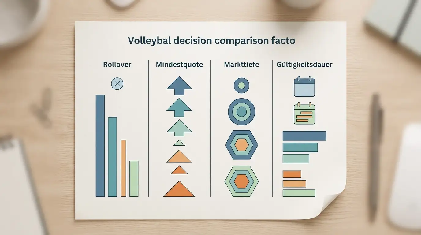Vergleichstabelle für Volleyball Wetten Bonus mit den wichtigsten Entscheidungskriterien für deutsche Spieler 2026