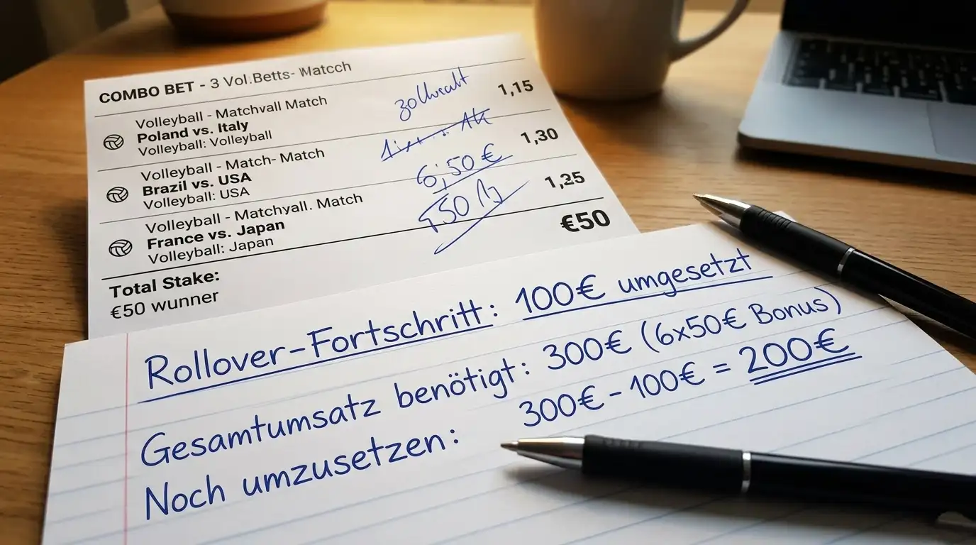 Rollover Strategie mit Volleyball Kombinationswetten Volumenberechnung und Bonusfreispielen erklärt