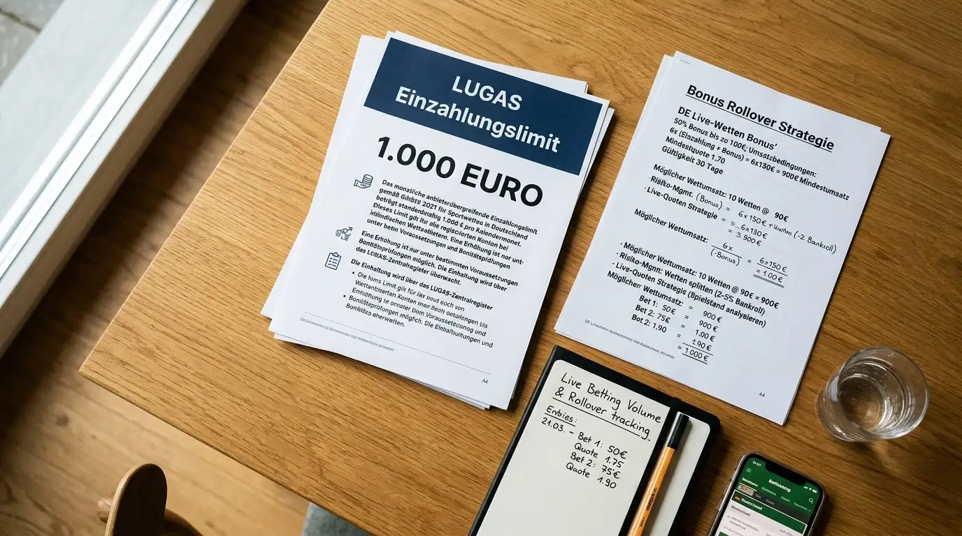 Volleyball Live Wetten Bonus-Rollover Strategie und LUGAS Einzahlungslimit 1000 Euro Erklärung