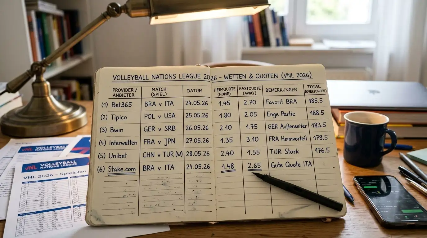 Quotenvergleich GGL-lizenzierte Anbieter für Volleyball Nations League 2026 Wetten