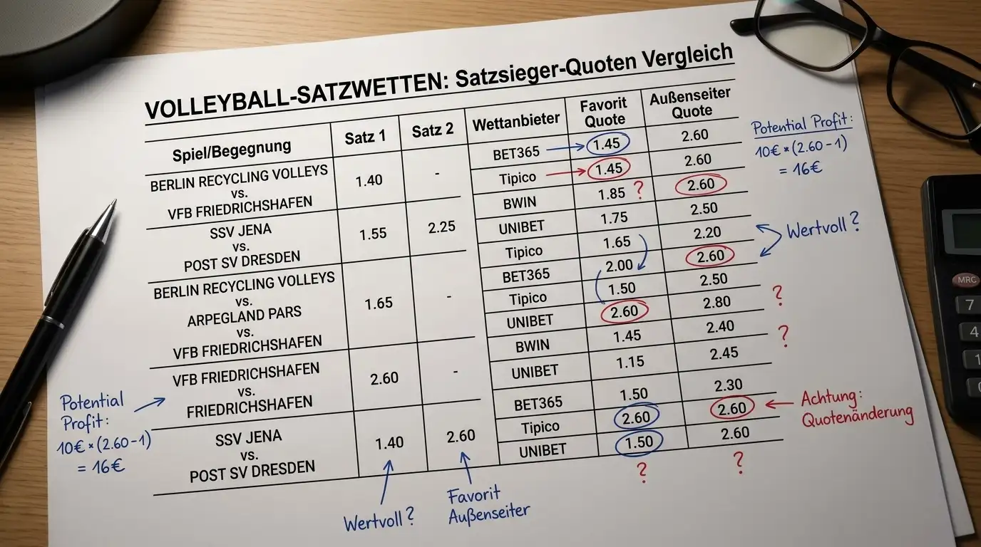Volleyball Satzsieger-Markt Quoten Favorit Außenseiter Vergleich Rollover-Qualifikation Anbieter