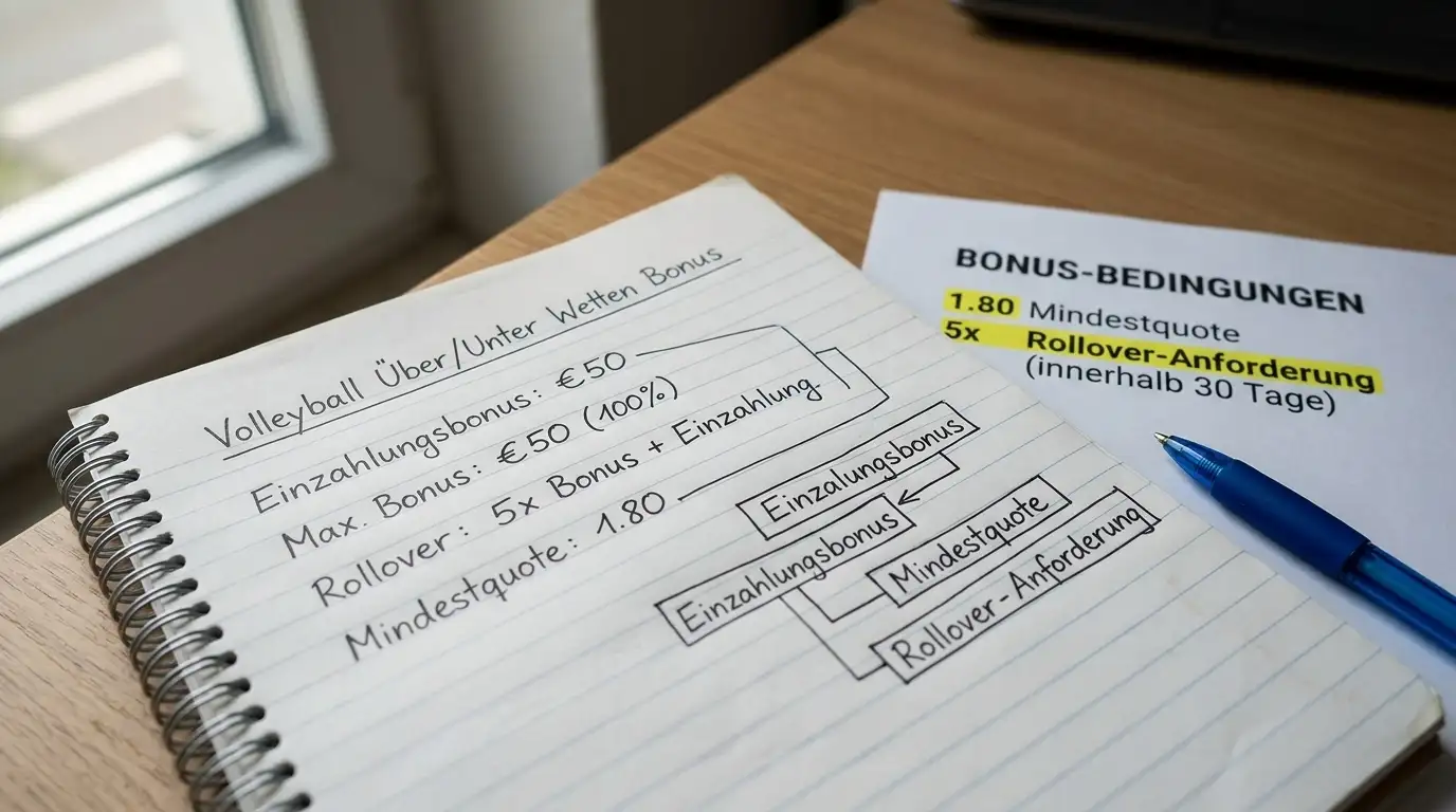 Volleyball Über/Unter Wetten Bonus-Rollover Qualifikation und AGB-Prüfung erklärt