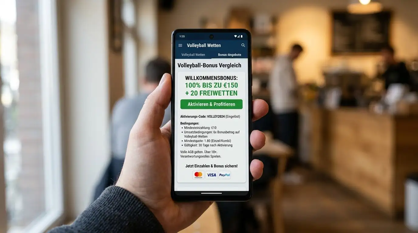 Volleyball Wetten App – mobile Bonusaktivierung und Live-Wetten auf dem Smartphone bei GGL-lizenzierten Buchmachern