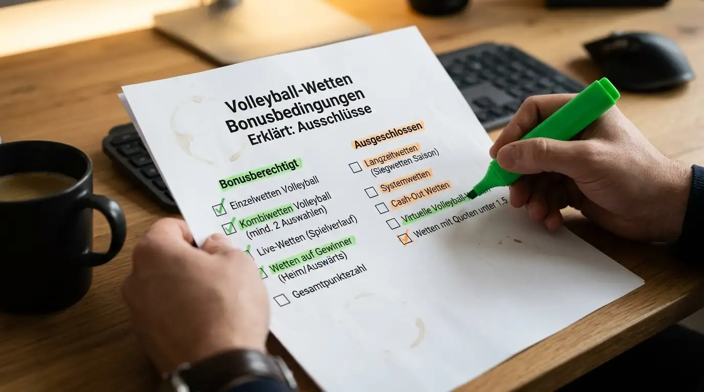 Volleyball Wetten Bonusbedingungen Ausschlüsse – welche Märkte und Wettarten nicht für den Rollover qualifizieren