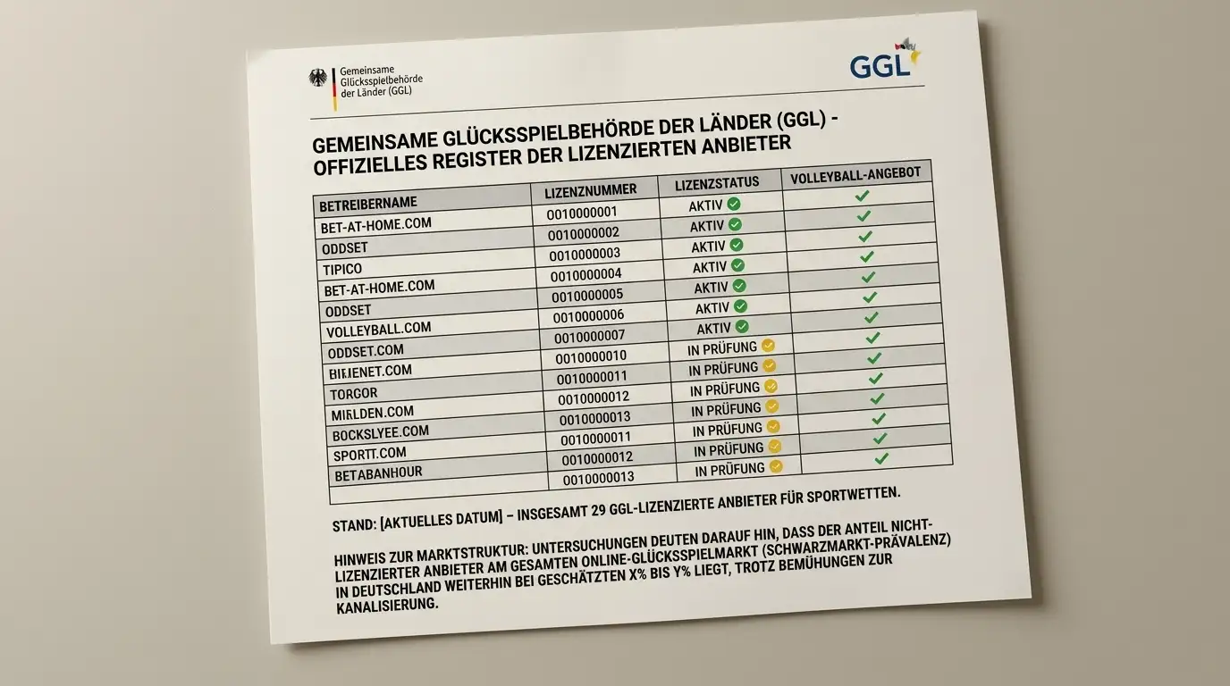 Verfügbarkeit No-Deposit Bonus Volleyball Deutschland GGL-lizenzierte Anbieter Marktüberblick 2026