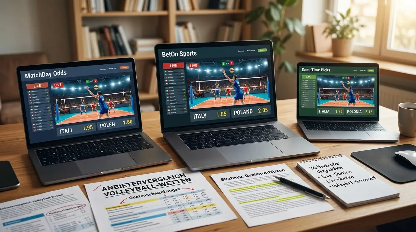 Volleyball Wetten Quotenvergleich zwischen Anbietern – gleiche Spiele unterschiedliche Quoten auf Nettobasis