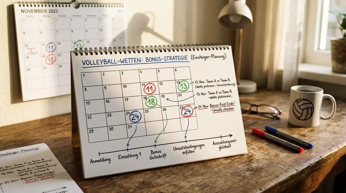 Bonus Planung für Volleyball Wetten Einsteiger Rollover erfüllen Schritt für Schritt